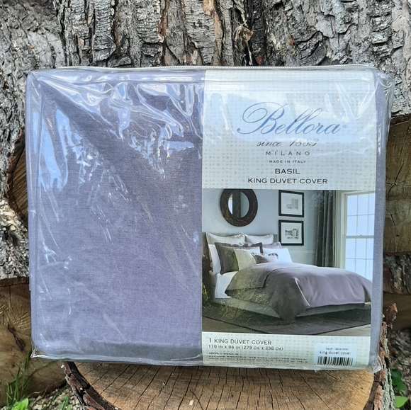 1 *BELLORA KING 100% Linen Duvet Cover & 2 Queen Shams Lavender MSRP $400 - Picture 2 of 4